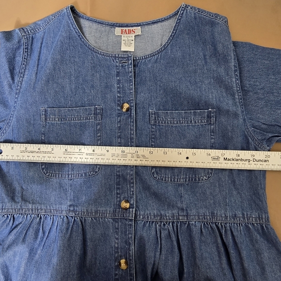 NWOT Vtg 90's Denim Maxi Dress Sz L Button Up Cotton Pockets Cottagecore Western - Picture 12 of 12
